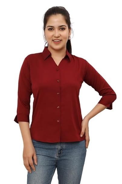 KOBLI Fashion Women's Casual Chiffon Shirt Lightweight, Breathable, All-Season, Modern Relaxed Fit with Collared Neck